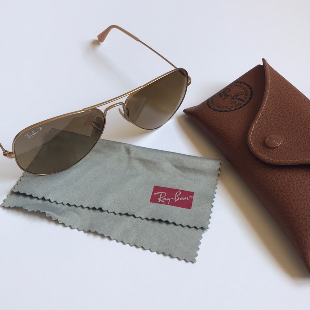 Ray Ban Polarized Gold Aviators